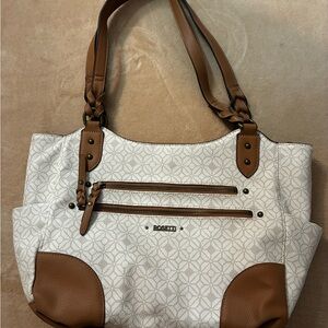 Rosetti Cream Tote with Tan Trim and Braided Handles